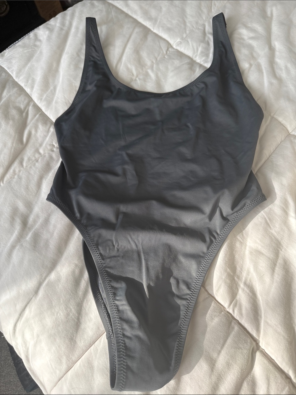SKIMS Scoop Neck One-Piece Swimsuit - Charcoal Gray